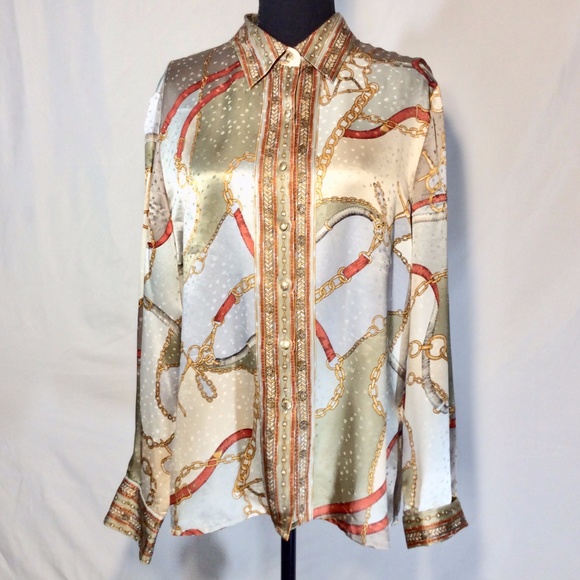 Talbots Tan Silk Top - Picture 2 of 5